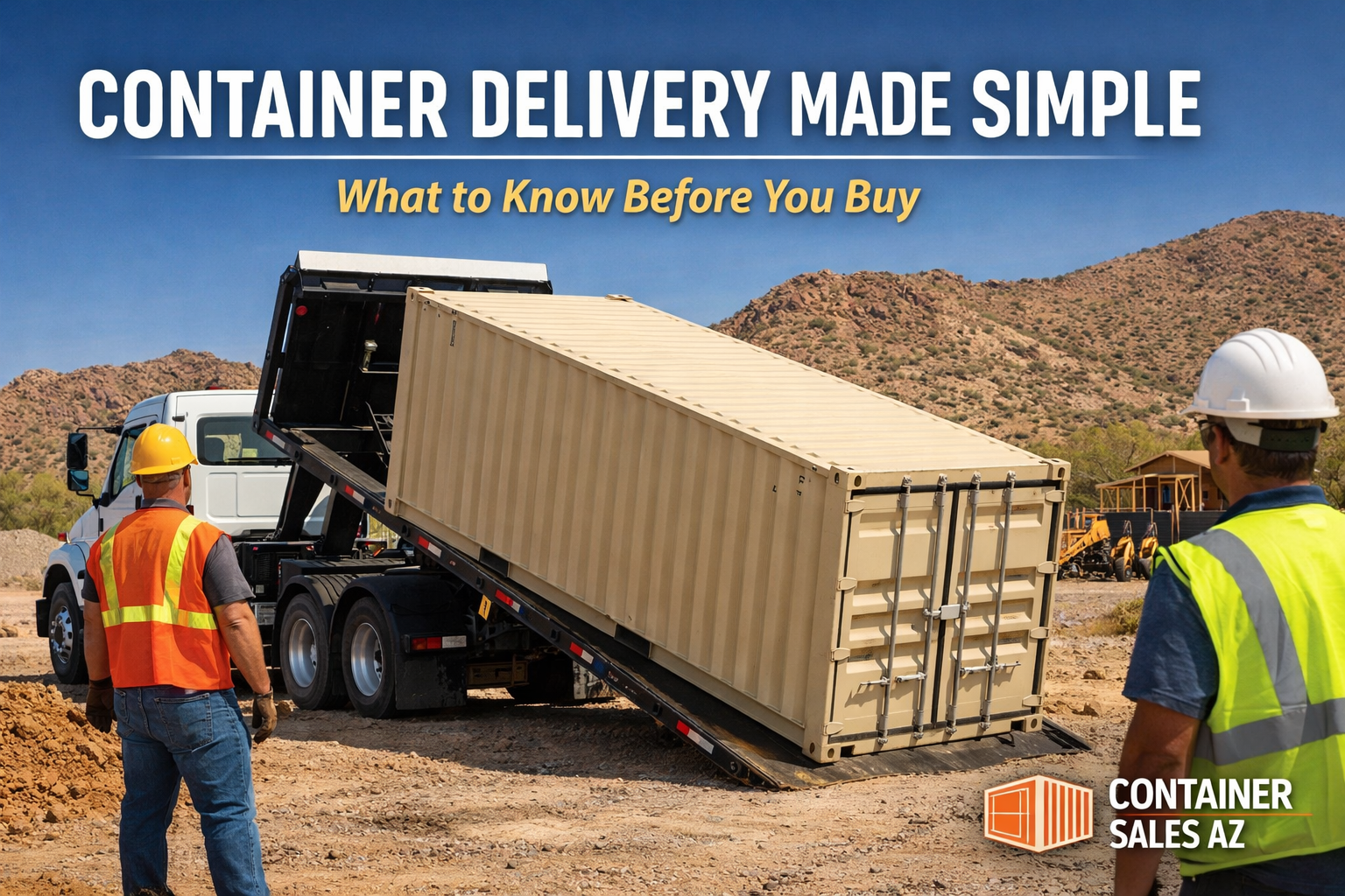 Delivering a container to a construction site.